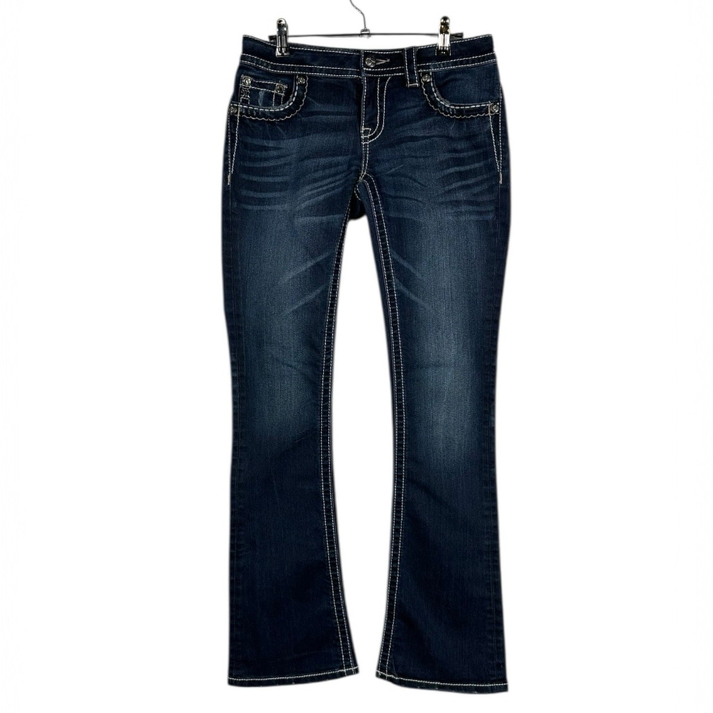 Miss Me Jeans Signature Boot Cut Embellished Dark Wash Denim Jeans Size 28